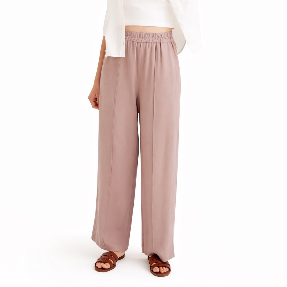 Madewell M Breezewoven Pull-On High-Rise 0922 Straight Pants Mauve Shadow linen